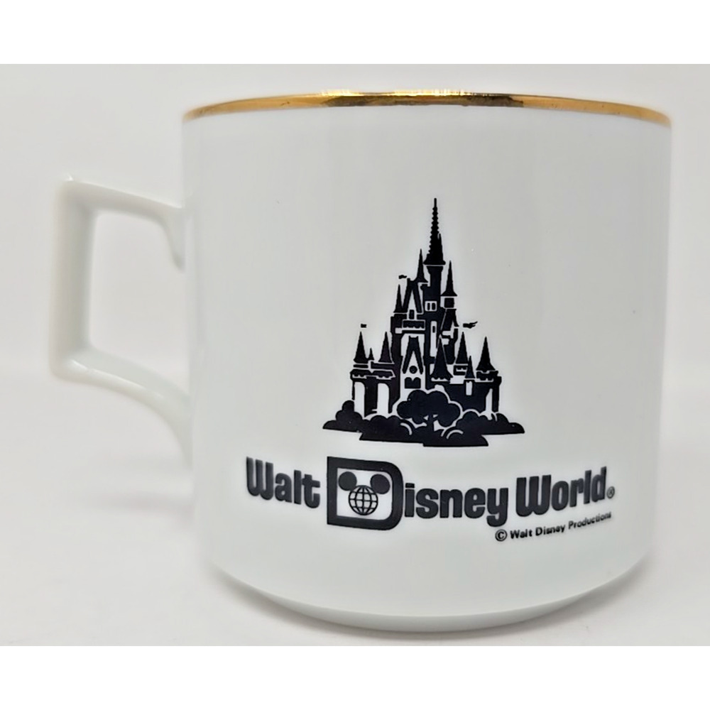 Vintage Walt Disney World Black Gold Rim Japan Ceramic Coffee Mug U237